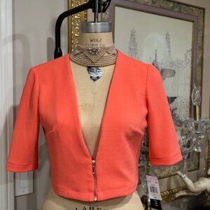 Cute Orange Zip Shrug SZ S Elbow Length Sleeve NWT